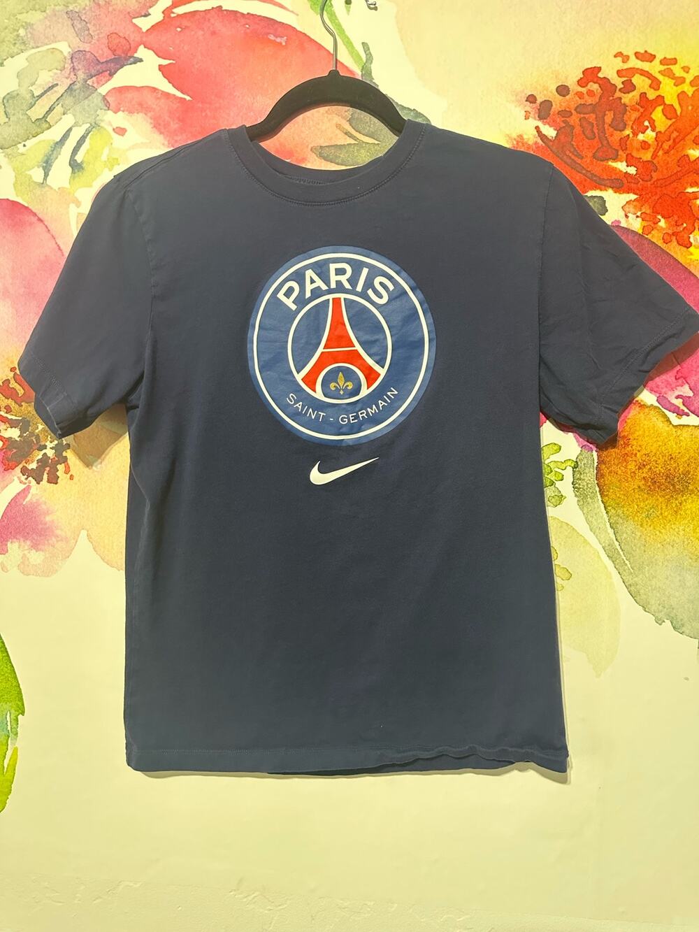 Nike Blue T-Shirt - Paris Saint Germain Logo - Size S - Picture 1 of 5